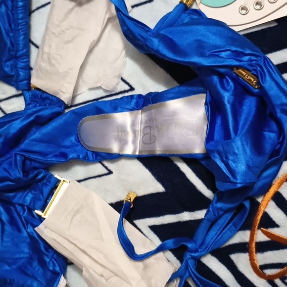 Beach Bunny Out Of Your League Sm Tri top MD Skimpy DBL HIP Bottom Sapphire NWT - Picture 9 of 13